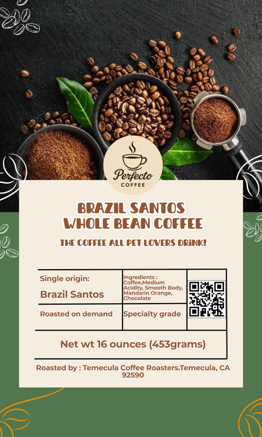 Brazil Santos Whole Bean 16 Onz